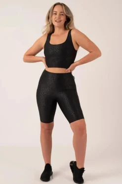 Black Exotic Touch Jag - Scoop Neck Comfort Crop Top