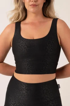 Black Exotic Touch Jag - Scoop Neck Comfort Crop Top