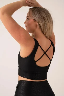 Black Exotic Touch Jag - Scoop Neck Comfort Crop Top