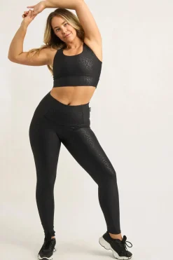 Black Exotic Touch Jag - Tummy Control High Waisted Leggings