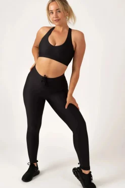 Black Performance - Drawstring High Waisted Leggings