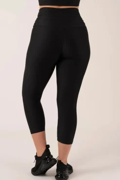 Black Performance - Drawstring High Waisted Capri Leggings
