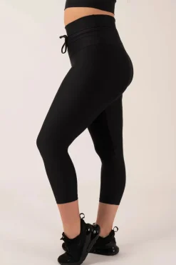 Black Performance - Drawstring High Waisted Capri Leggings