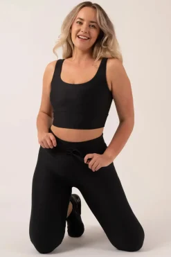 Black Performance - Drawstring High Waisted Capri Leggings