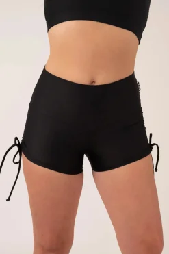 Black Performance - High Waisted Tie Side Booty Shorts