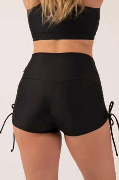 Black Performance - High Waisted Tie Side Booty Shorts