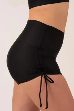 Black Performance - High Waisted Tie Side Booty Shorts