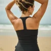 Black Performance - Longline T Back Comfort Crop Top