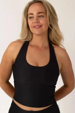 Black Performance - Longline T Back Comfort Crop Top