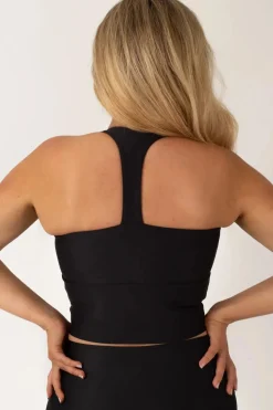 Black Performance - Longline T Back Comfort Crop Top