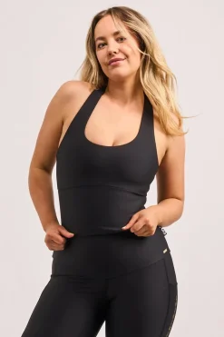 Black Performance - Luxe Longline T Back Comfort Crop Top
