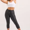 Black Performance - Luxe Panel Pocket Drawstring Capri Leggings