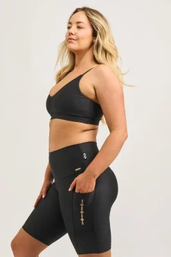 Black Performance - Luxe Panel Pocket High Waisted Long Shorts