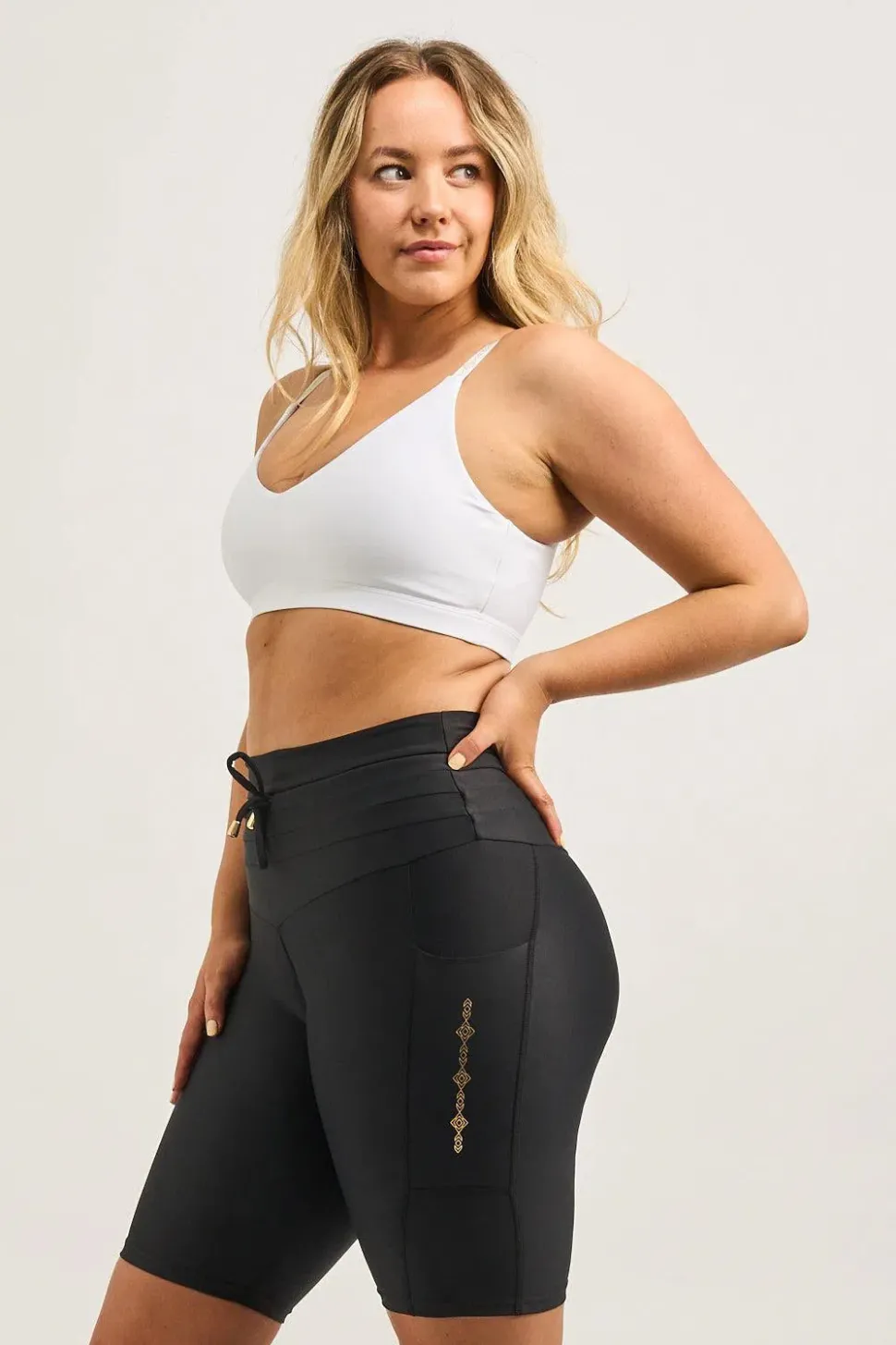 Black Performance - Luxe Panel Pocket Drawstring Long Shorts