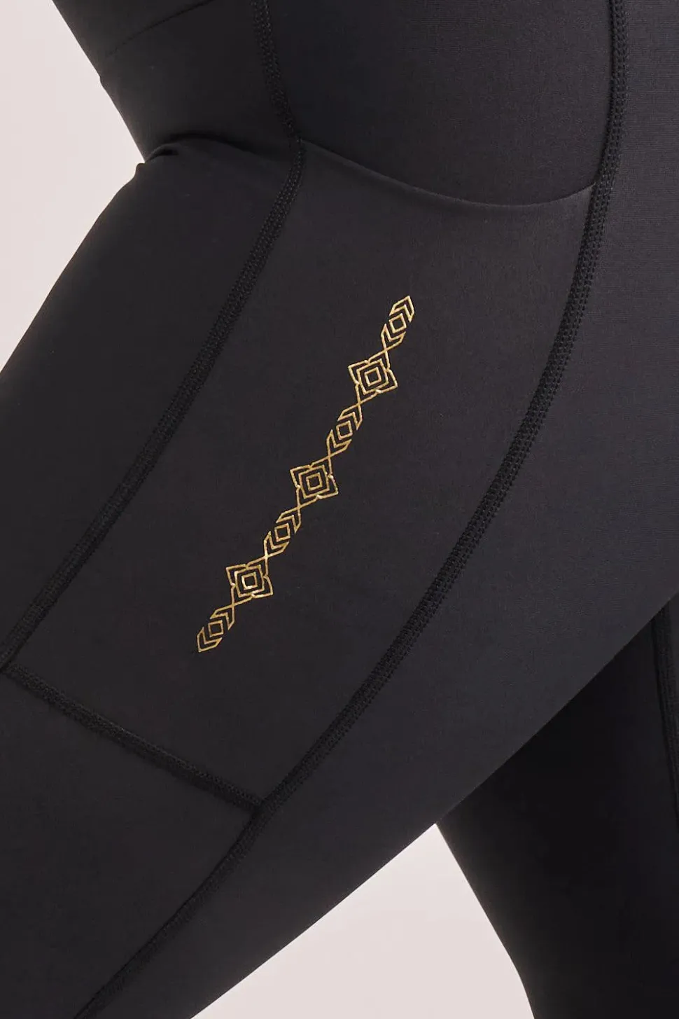 Black Performance - Luxe Panel Pocket Drawstring Capri Leggings
