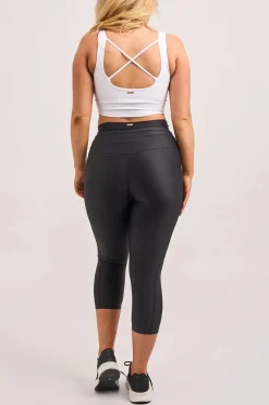 Black Performance - Luxe Panel Pocket Drawstring Capri Leggings