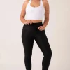 Black Performance - Panel Pocket Drawstring High Waisted Leggings