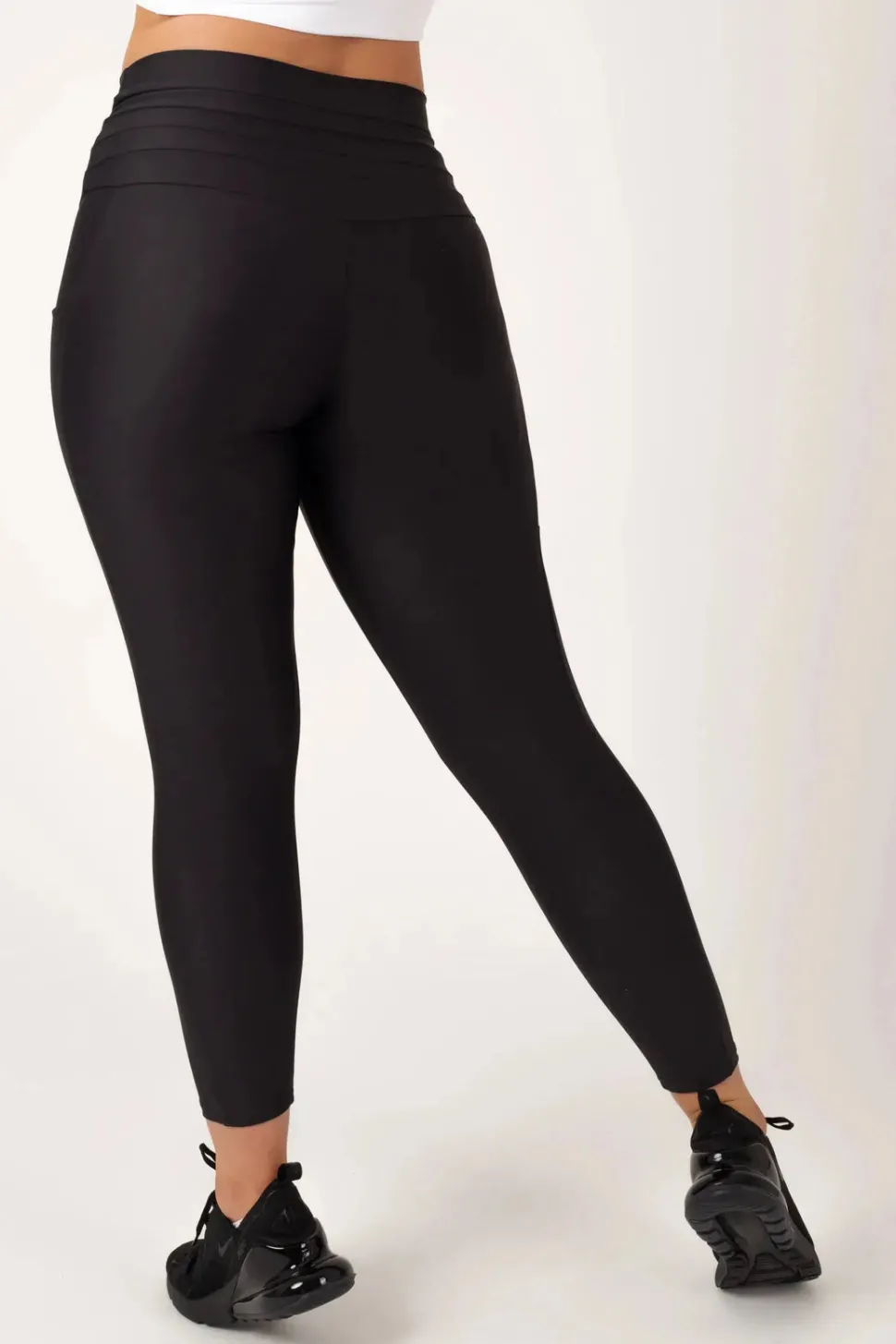 Black Performance - Panel Pocket Drawstring High Waisted 7/8 Leggings