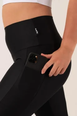 Black Performance - Panel Pocket High Waisted Capri Leggings