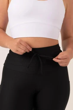 Black Performance - Panel Pocket Drawstring High Waisted Leggings
