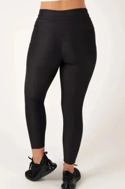 Black Performance - Panel Pocket Drawstring High Waisted 7/8 Leggings