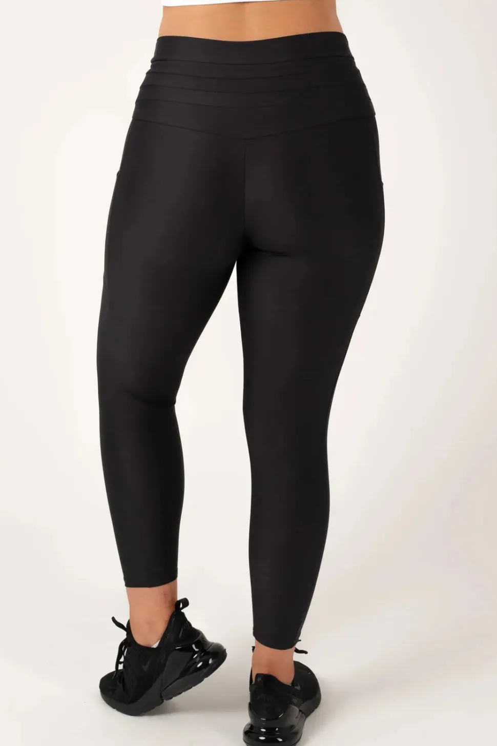 Black Performance - Panel Pocket Drawstring High Waisted 7/8 Leggings