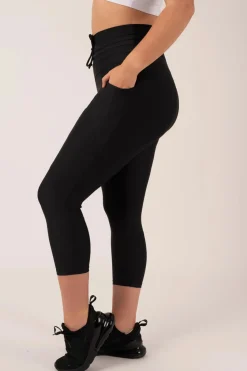 Black Performance - Pocket Booty Shaper Drawstring Capri Leggings