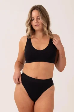 Black Rib Seam Free - High Waist Bikini Briefs