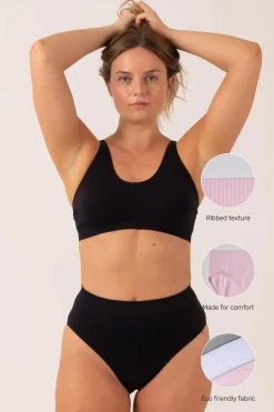Black Rib Seam Free - High Waist, High Leg Bikini Briefs