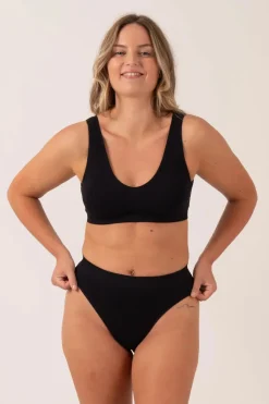 Black Rib Seam Free - High Waist Bikini Briefs