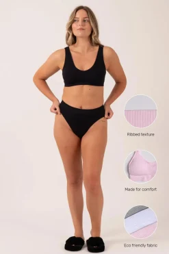 Black Rib Seam Free - Plunge Bralette