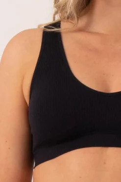 Black Rib Seam Free - Plunge Bralette