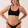 Black Rib Seam Free - Strappy Bralette