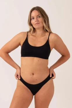 Black Rib Seam Free - Strappy Bralette