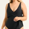 Black Silky - Wrap One Piece W/ Extra Coverage Bottoms