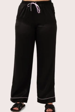 Black Zebra Jaquard Satin - Long Sleeve Button Up Shirt & Pants Pyjama Set