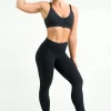 Body Contouring Panel Pocket High Waisted Leggings - Black