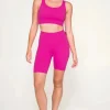 Body Contouring Panel Pocket High Waisted Long Shorts - Pink