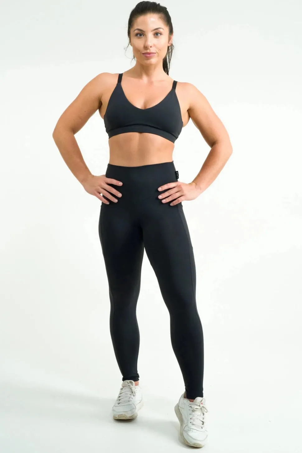 Body Contouring Panel Pocket High Waisted Leggings - Black