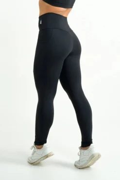 Body Contouring Panel Pocket High Waisted Leggings - Black