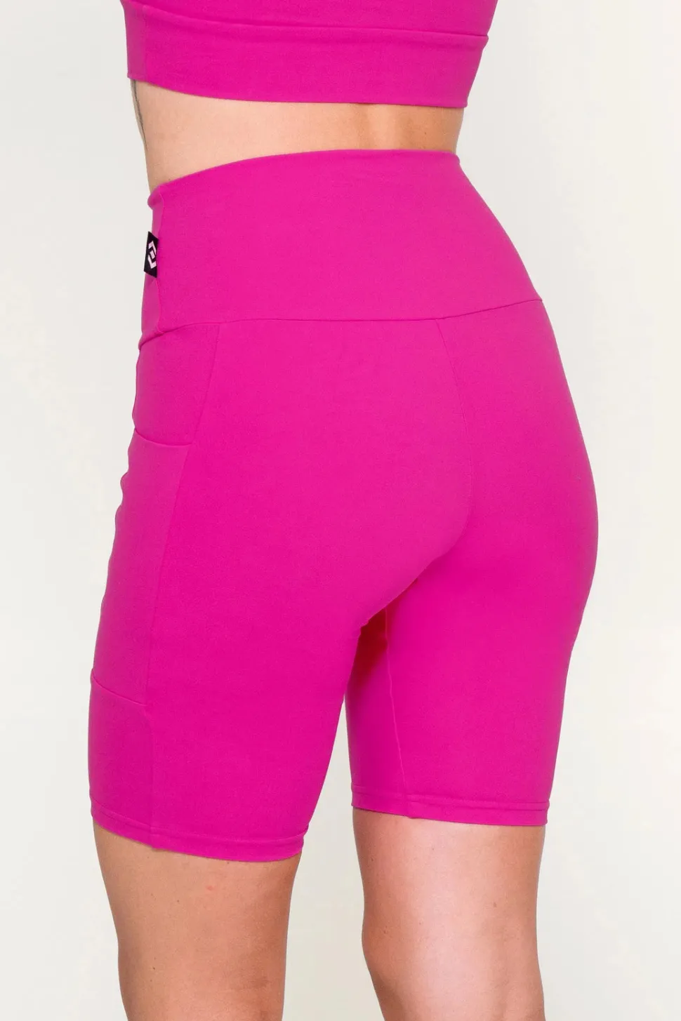 Body Contouring Panel Pocket High Waisted Long Shorts - Pink