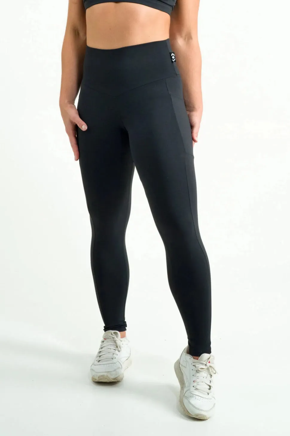 Body Contouring Panel Pocket High Waisted Leggings - Black