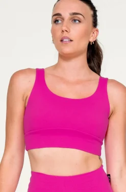 Body Contouring Scoop Neck Comfort Crop Top - Pink