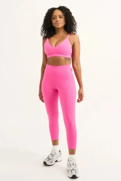 Candy Pink Body Contouring - Panel Pocket High Waisted Capri Leggings