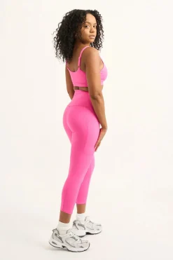 Candy Pink Body Contouring - Panel Pocket High Waisted Capri Leggings
