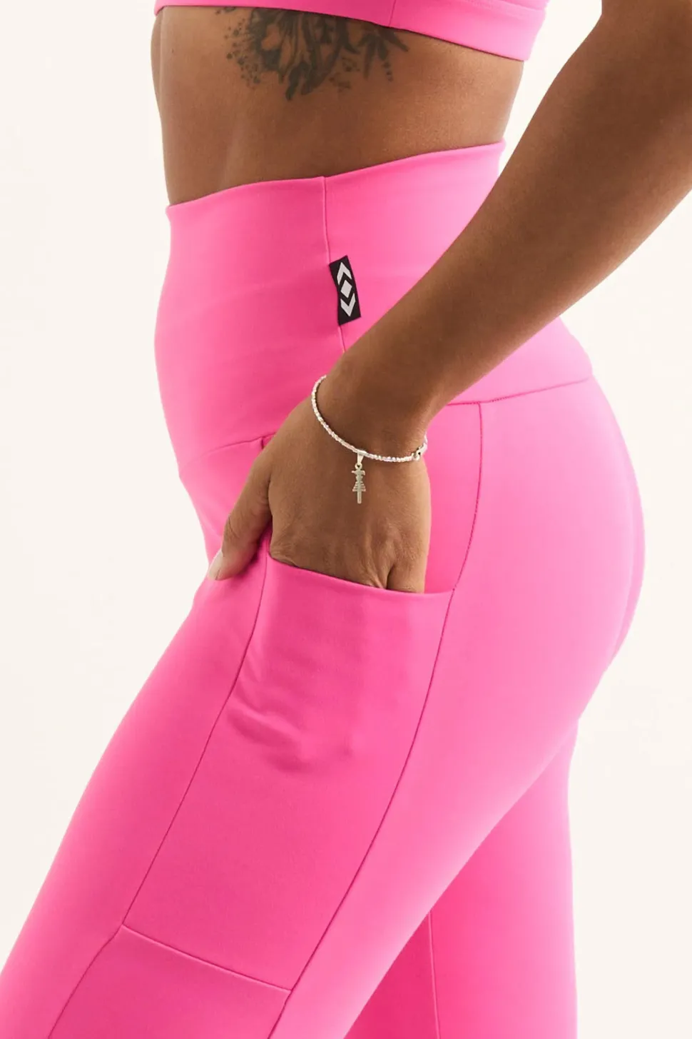 Candy Pink Body Contouring - Panel Pocket High Waisted Leggings