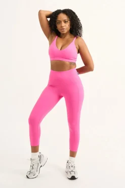 Candy Pink Body Contouring - Panel Pocket High Waisted Capri Leggings