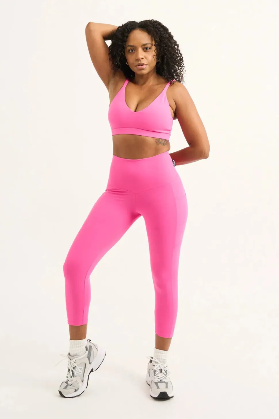 Candy Pink Body Contouring - Panel Pocket High Waisted Capri Leggings