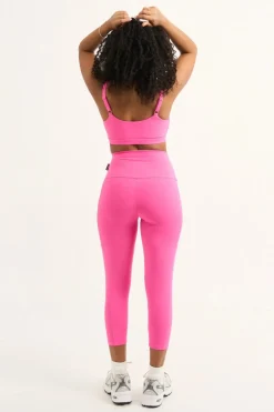Candy Pink Body Contouring - Panel Pocket High Waisted Capri Leggings