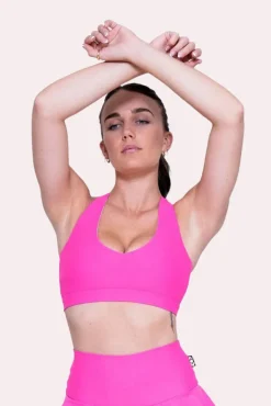 Candy Pink Performance - Deep V Crop